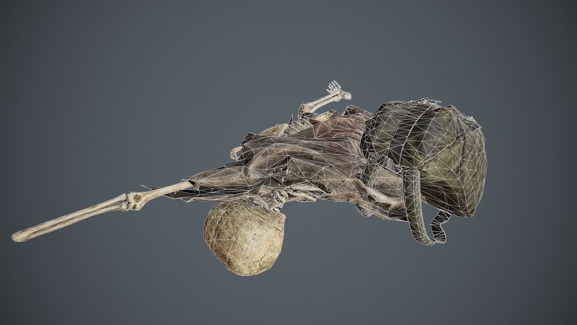 Traveller Skull Skeleton with Bags Low-poly 3D model_15