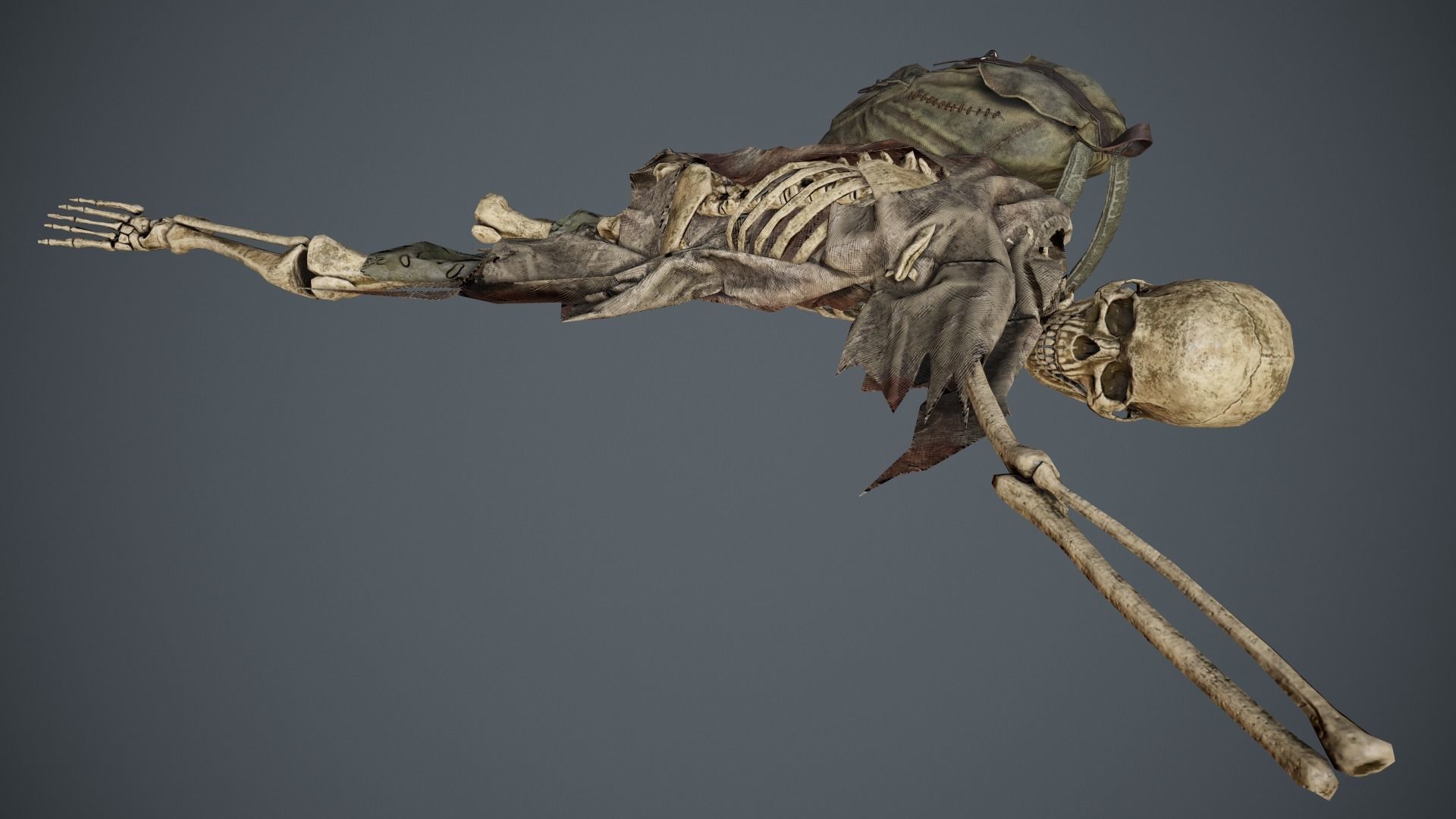 Traveller Skull Skeleton with Bags Low-poly 3D model_4