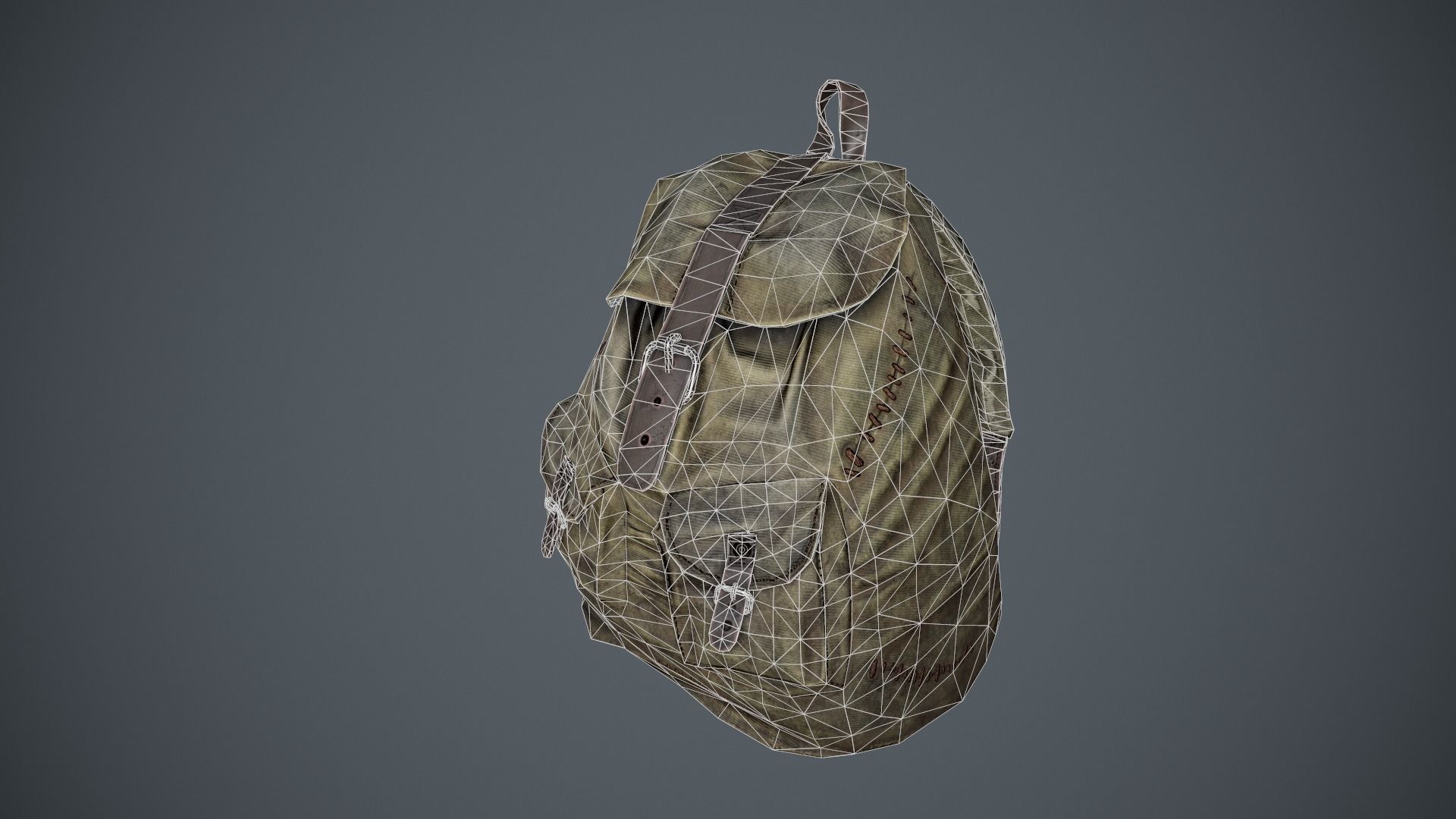 Traveller Skull Skeleton with Bags Low-poly 3D model_12