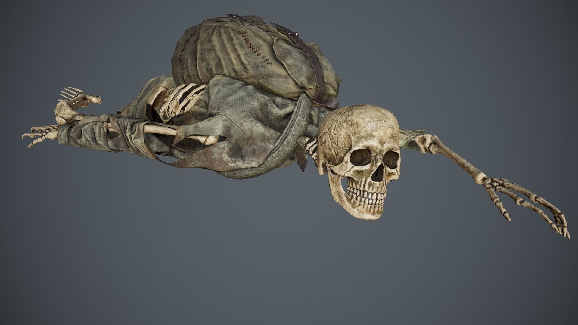 Traveller Skull Skeleton with Bags Low-poly 3D model_3
