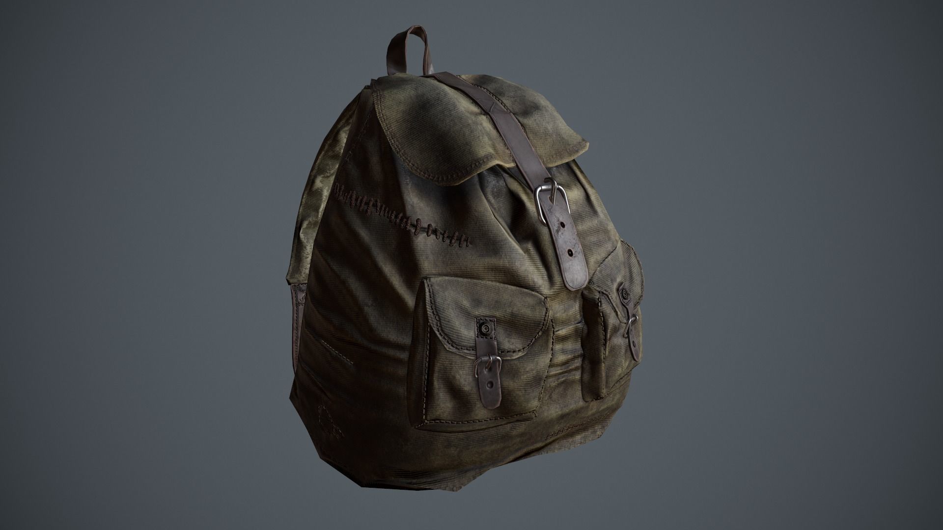 Traveller Skull Skeleton with Bags Low-poly 3D model_7