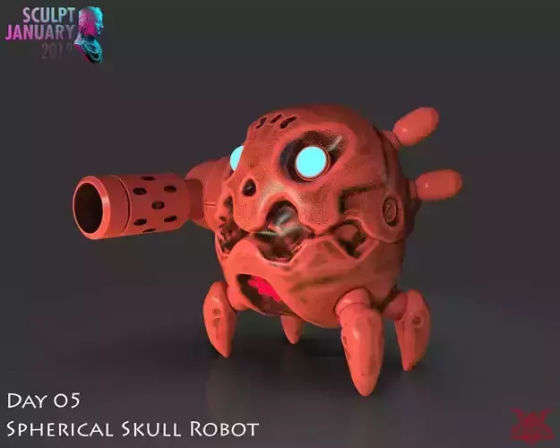 Robot Skull Timelapse and Model