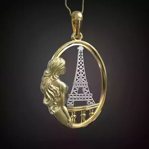 Necklace Paris Eiffel Tower Girl  3D print model