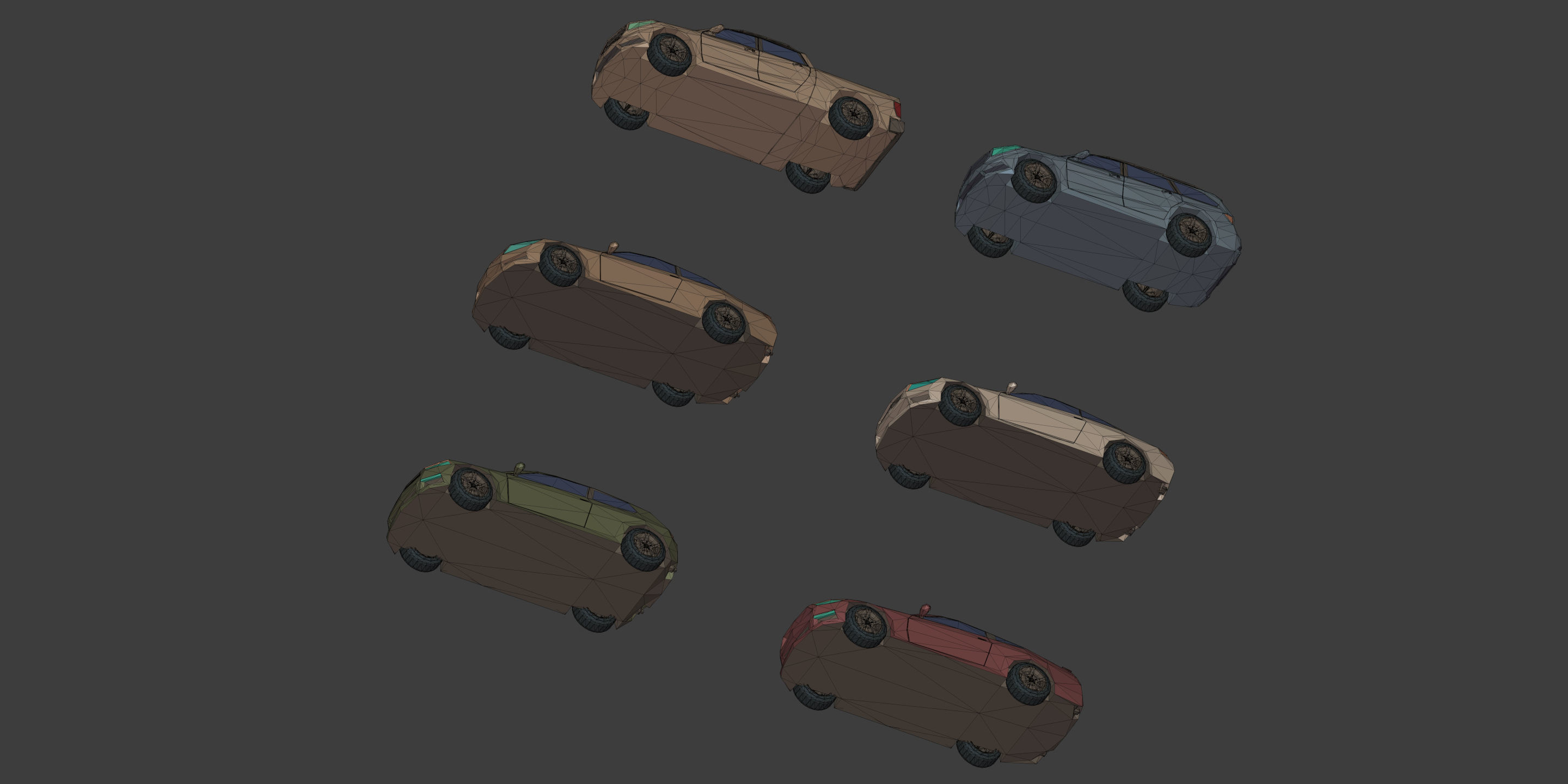 Low Poly Polygon Generic Cars SUV Pickup Sedan Hatchback Cartoon Low-poly 3D model_10