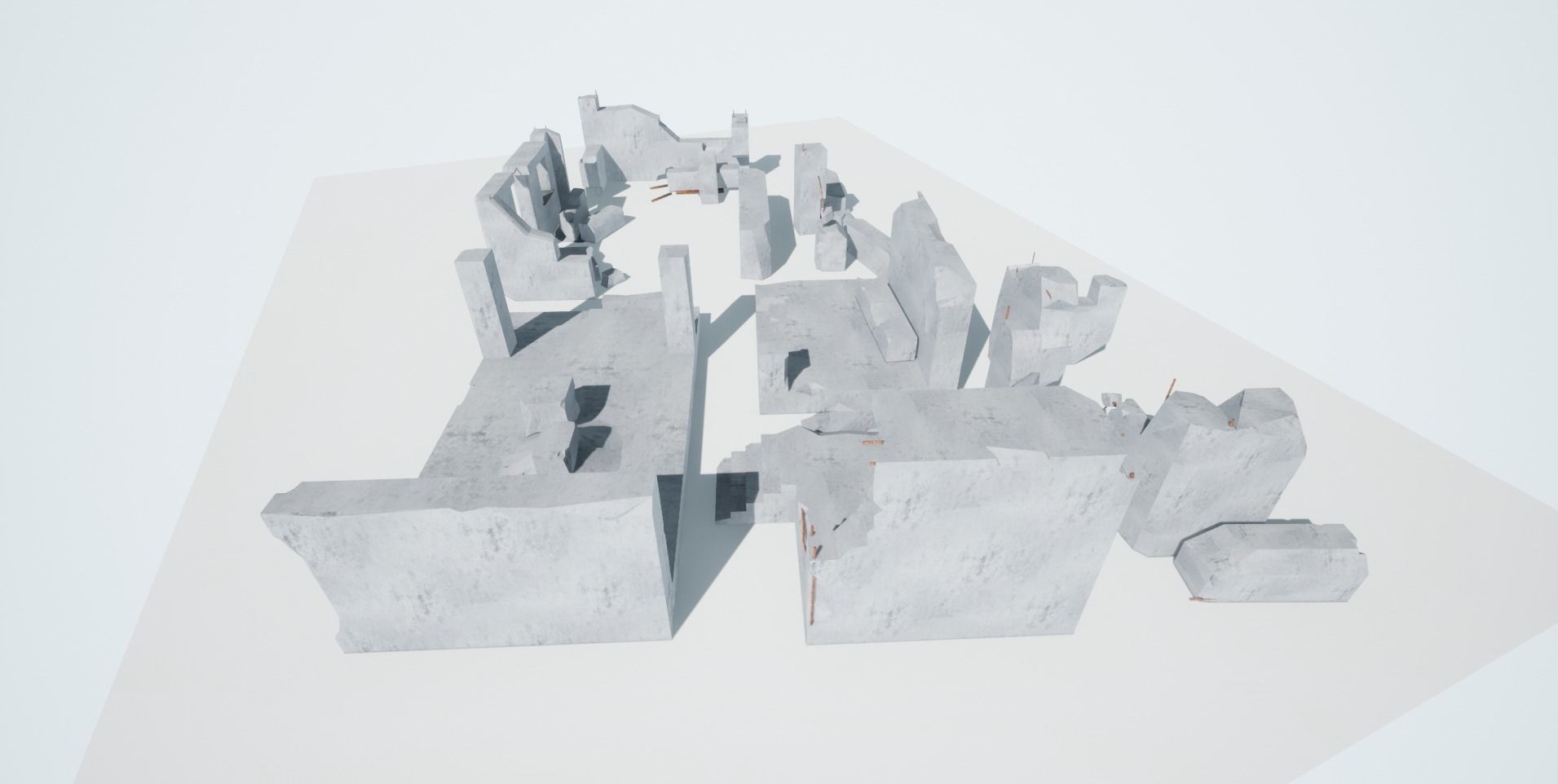 Destroyed Buildings Low-poly 3D model_4