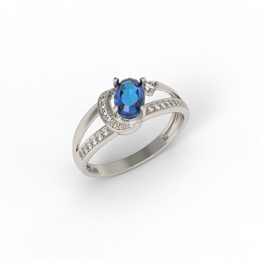 Women solitaire ring gems 3dm stl 3D print model_19