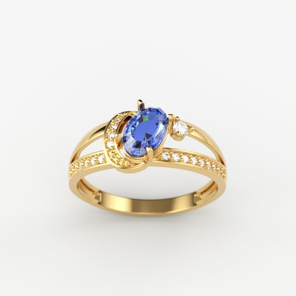 Women solitaire ring gems 3dm stl 3D print model_3