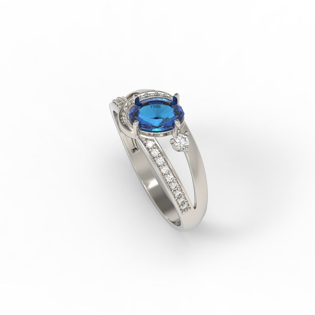 Women solitaire ring gems 3dm stl 3D print model_22