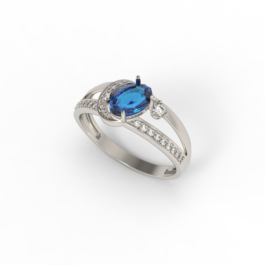 Women solitaire ring gems 3dm stl 3D print model_21