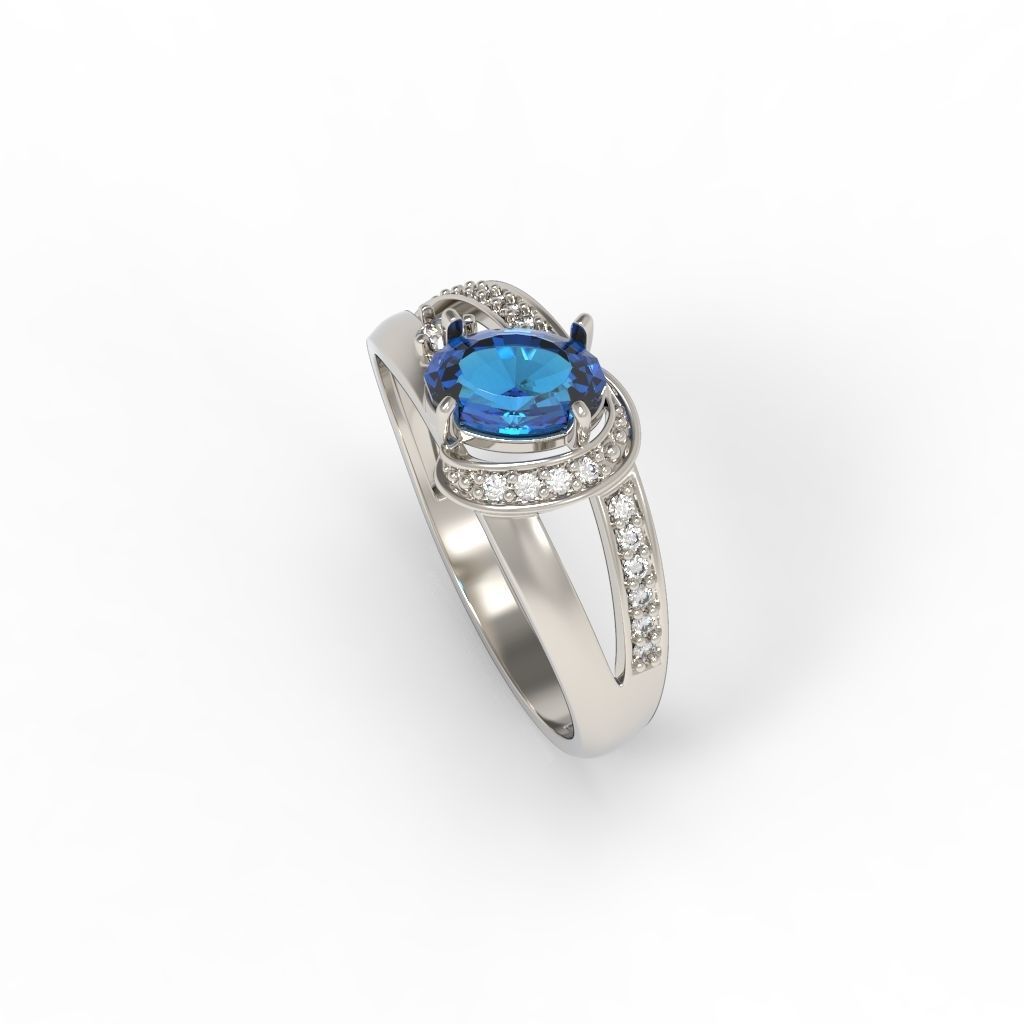 Women solitaire ring gems 3dm stl 3D print model_17