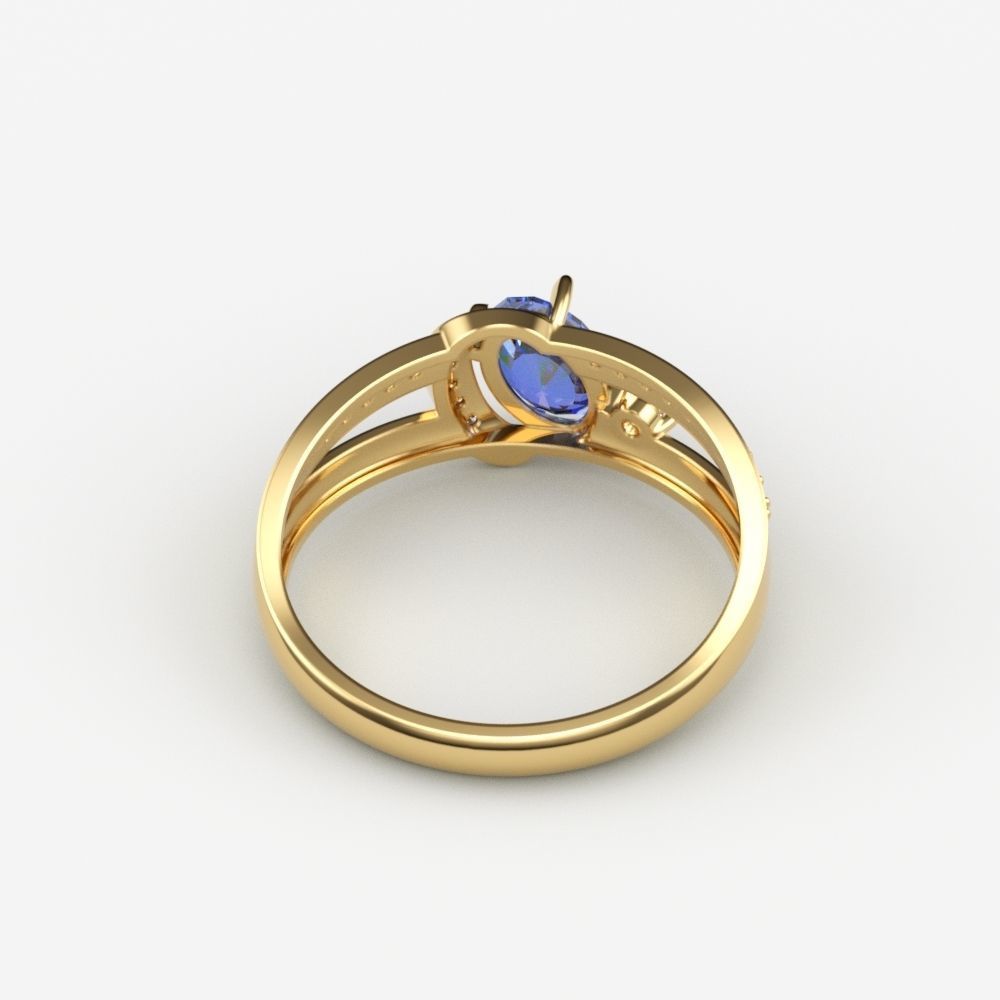 Women solitaire ring gems 3dm stl 3D print model_8