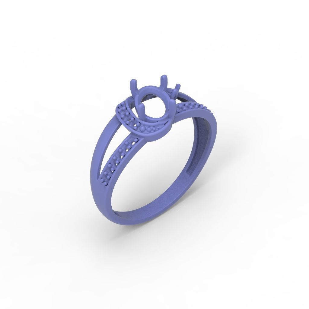 Women solitaire ring gems 3dm stl 3D print model_31