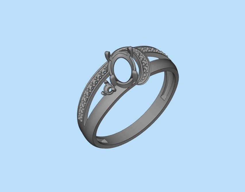 Women solitaire ring gems 3dm stl 3D print model_46