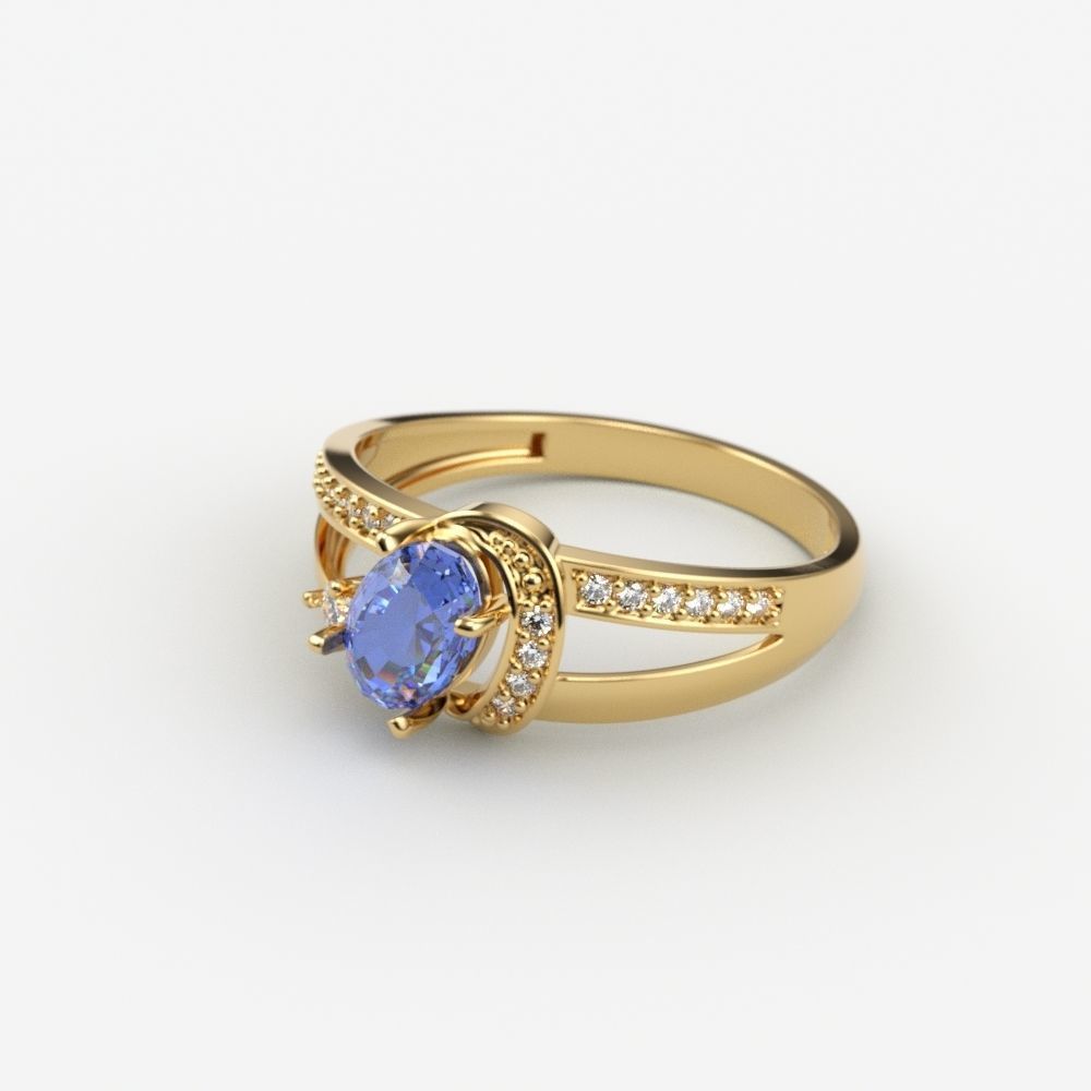 Women solitaire ring gems 3dm stl 3D print model_6