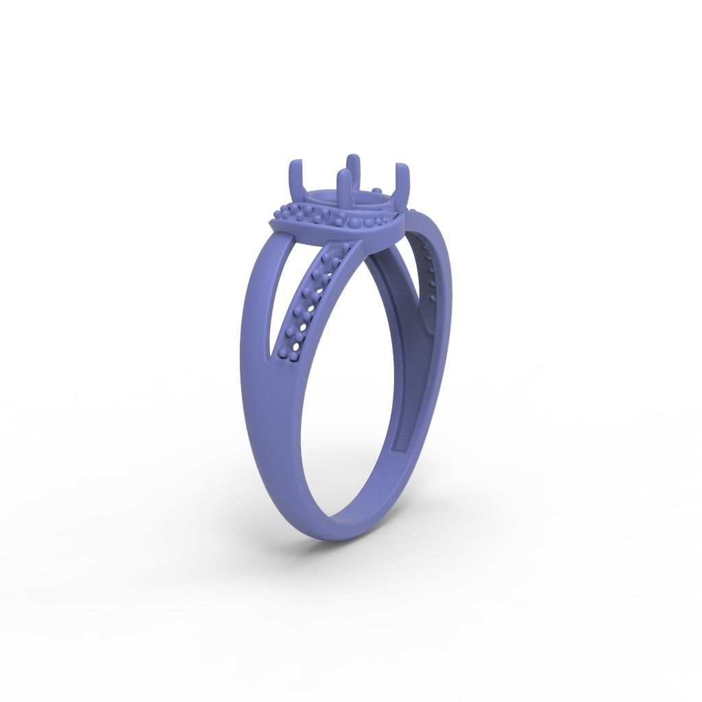 Women solitaire ring gems 3dm stl 3D print model_37