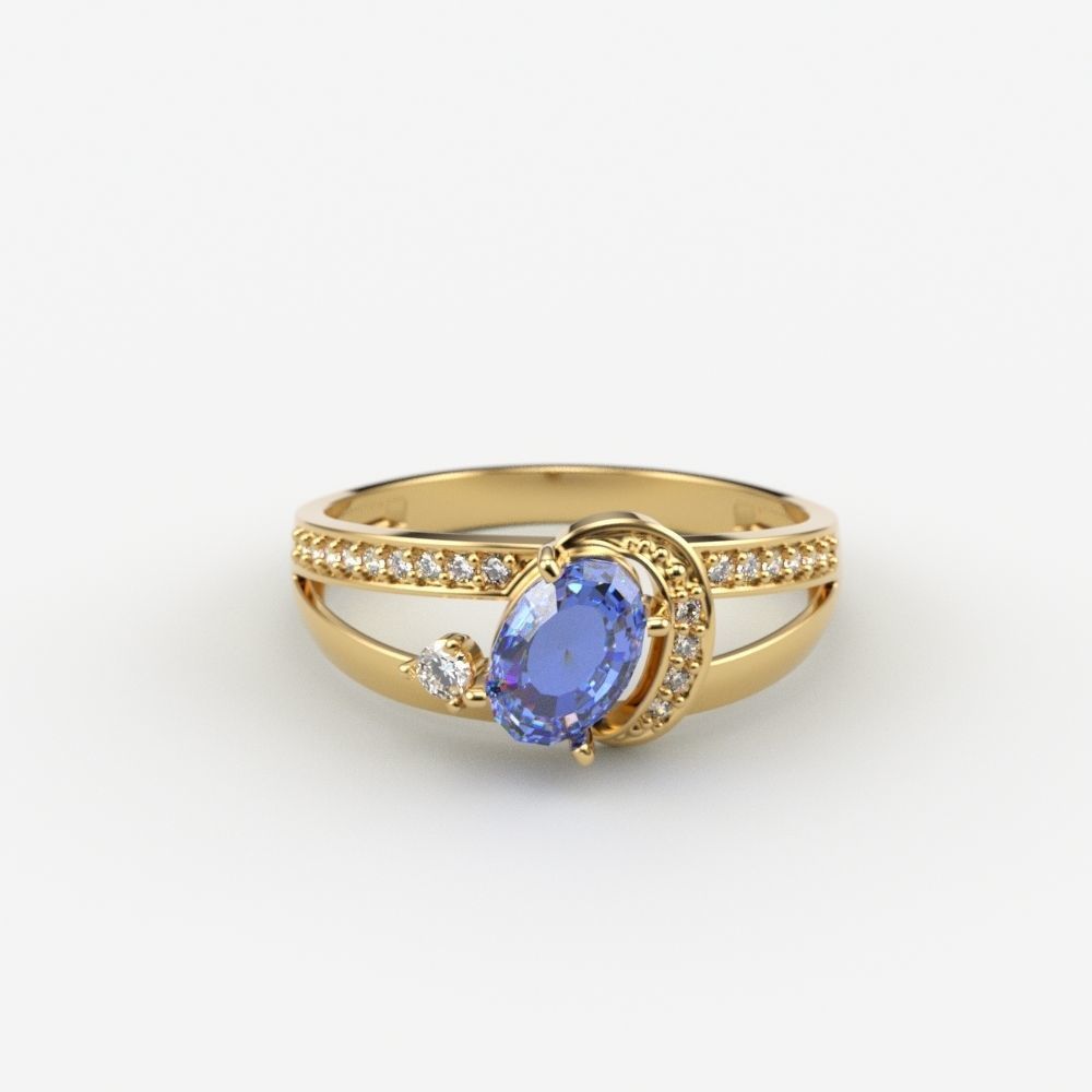 Women solitaire ring gems 3dm stl 3D print model_2