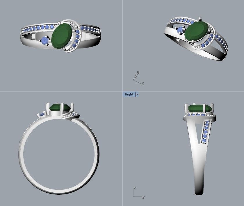 Women solitaire ring gems 3dm stl 3D print model_38