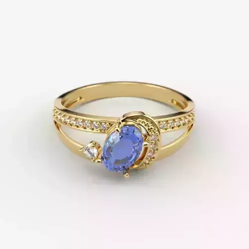  Women solitaire ring  gems 3dm stl  3D print model
