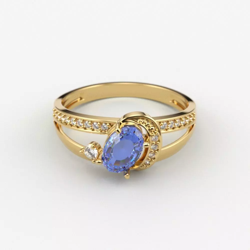 Women solitaire ring gems 3dm stl 3D print model_0