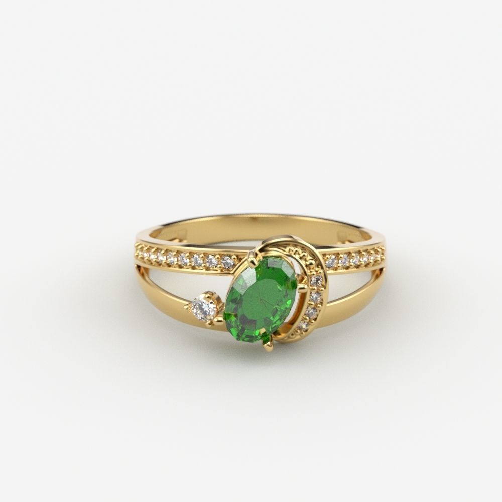 Women solitaire ring gems 3dm stl 3D print model_9