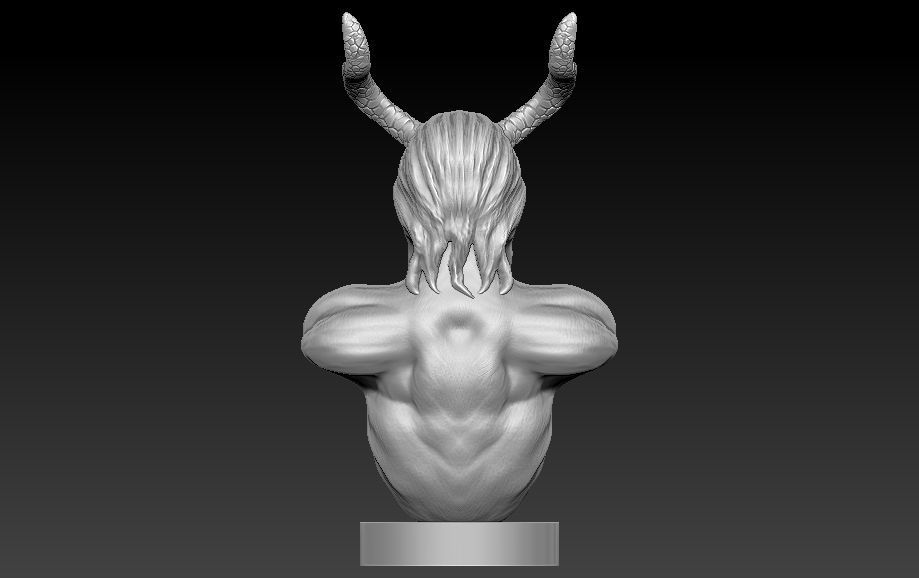 Hellboy bust of demon with horns 3D print model_8