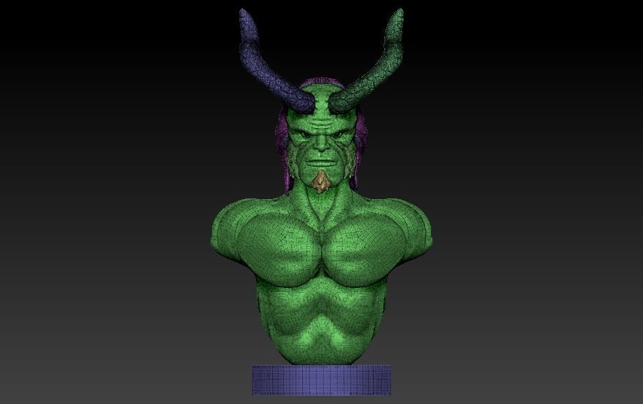 Hellboy bust of demon with horns 3D print model_10