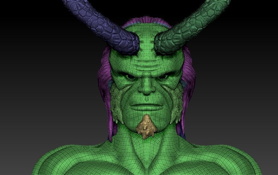 Hellboy bust of demon with horns 3D print model_11