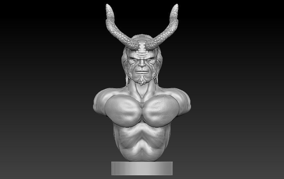 Hellboy bust of demon with horns 3D print model_6
