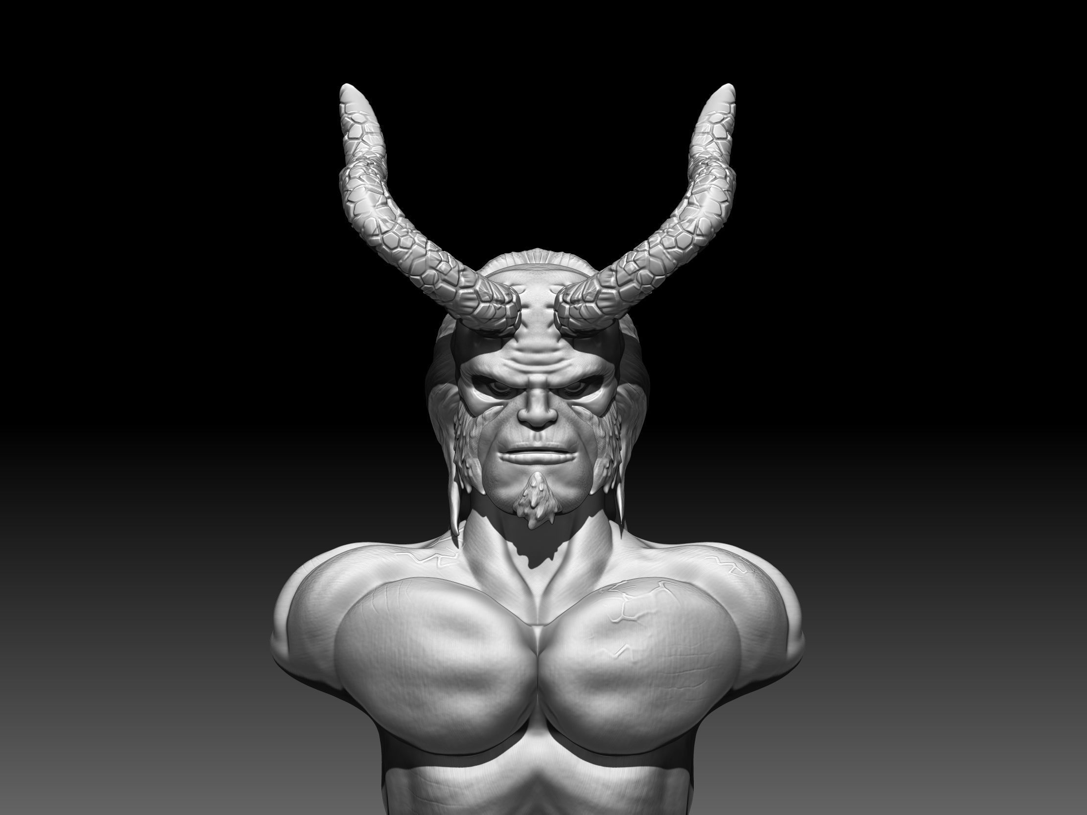 Hellboy bust of demon with horns 3D print model_2