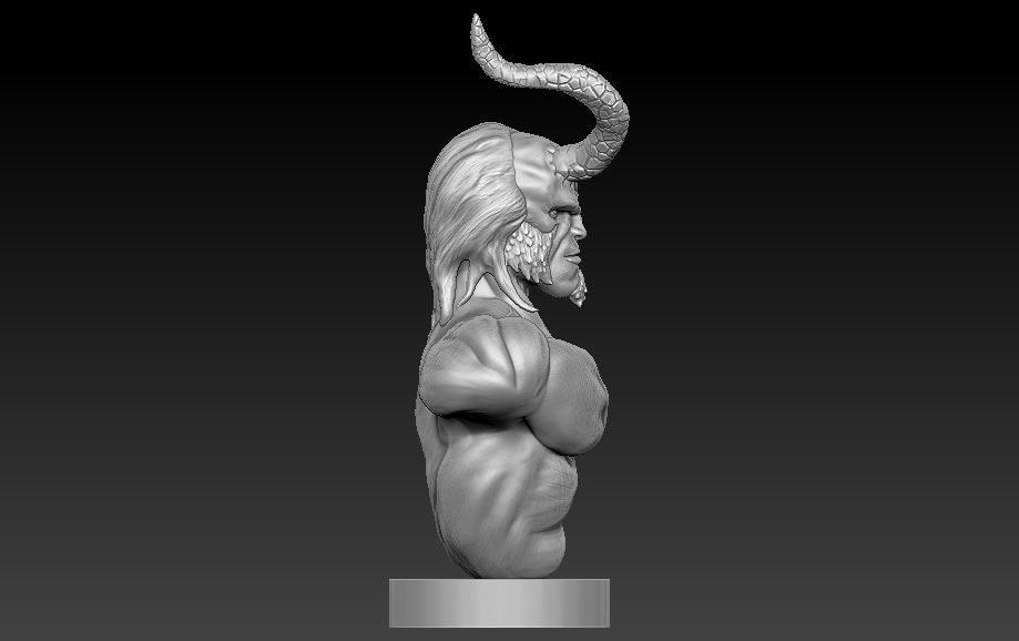 Hellboy bust of demon with horns 3D print model_7