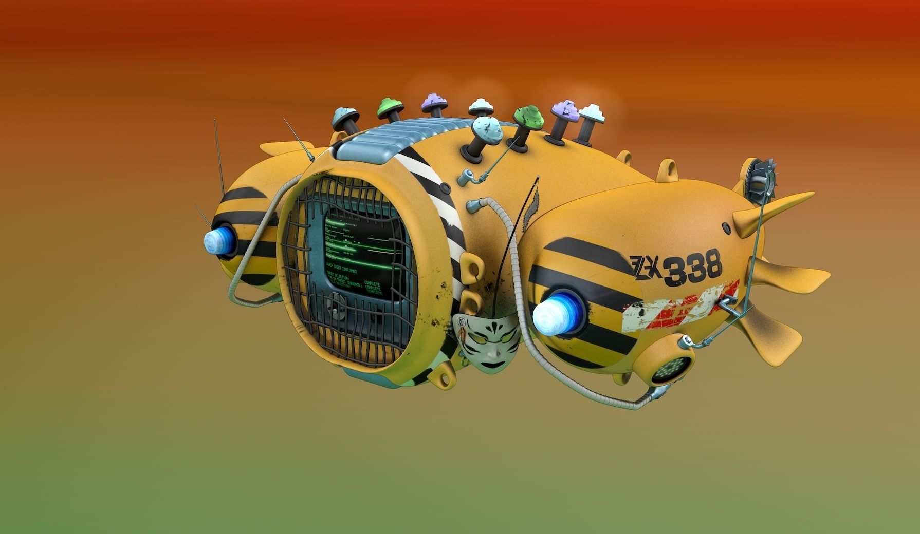 Television Ballon 2076 3D model_7