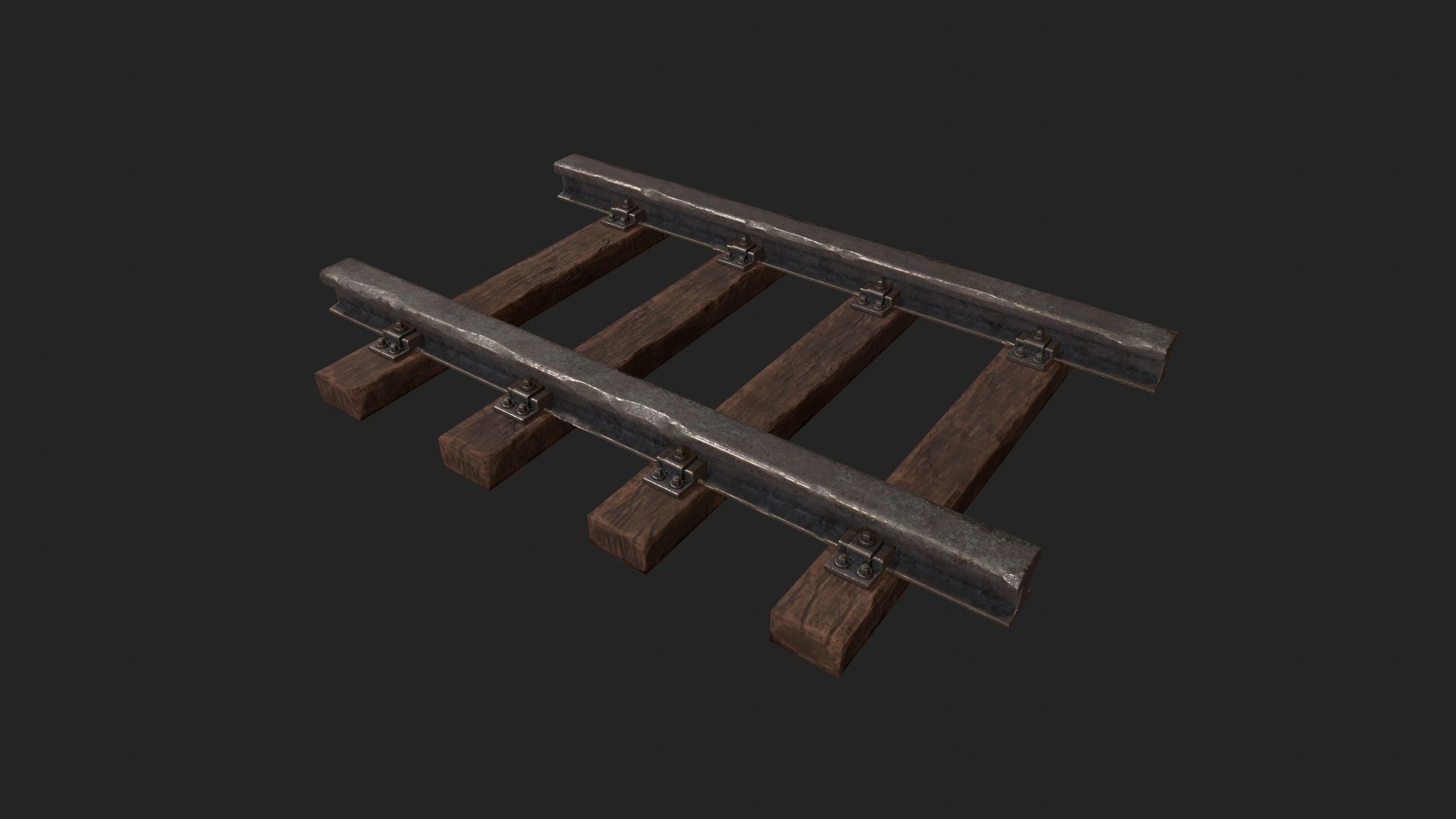 Stylized Modular - Railyway Track - Train Track Low-poly 3D model_2