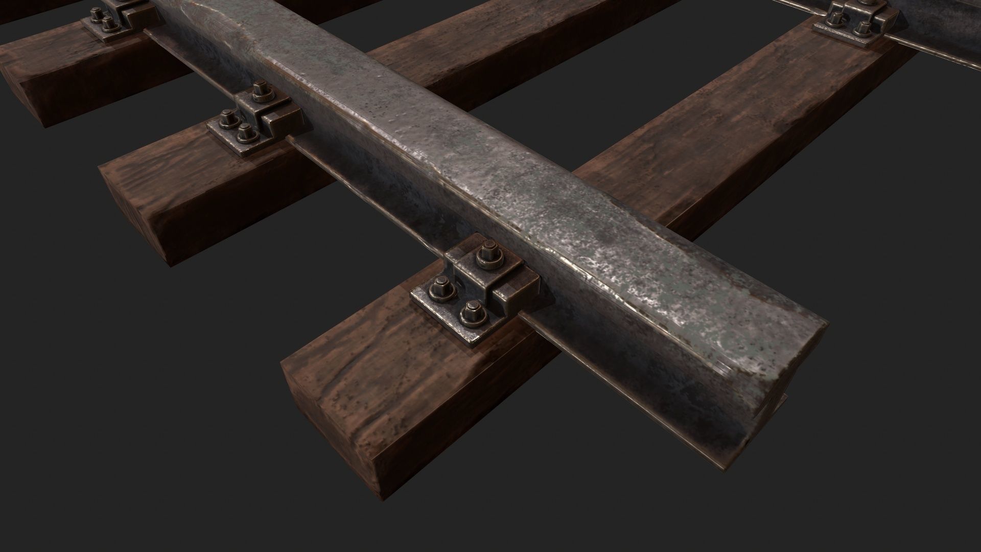 Stylized Modular - Railyway Track - Train Track Low-poly 3D model_6