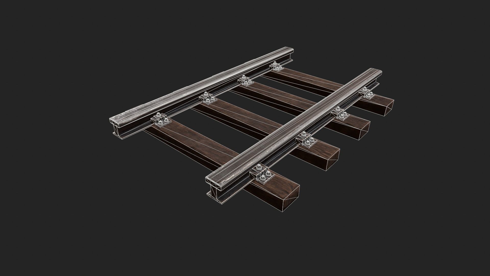Stylized Modular - Railyway Track - Train Track Low-poly 3D model_8