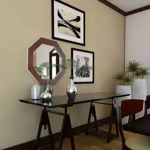 Dinning set 4 3D dining room with table and chairs