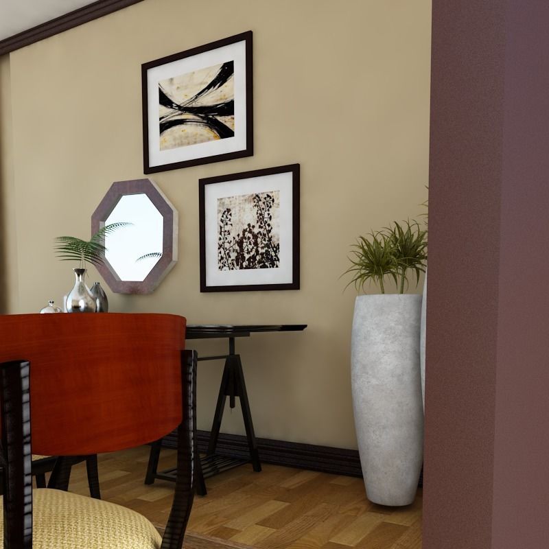 Dinning set 4 3D dining room with table and chairs 3D model_2