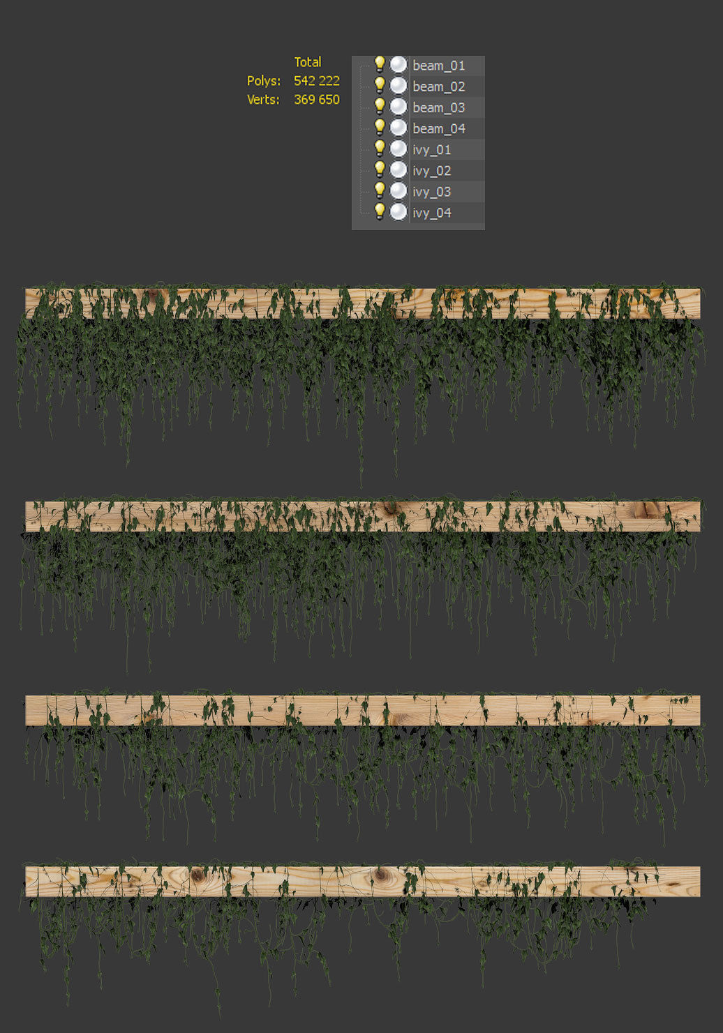 Ivy for beams or ceilings  - 4 models 3D model_5
