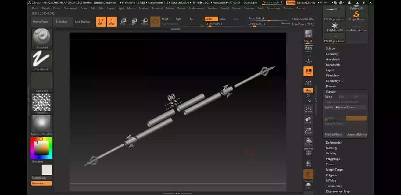 Predator Spear Retractable 3D print model_0