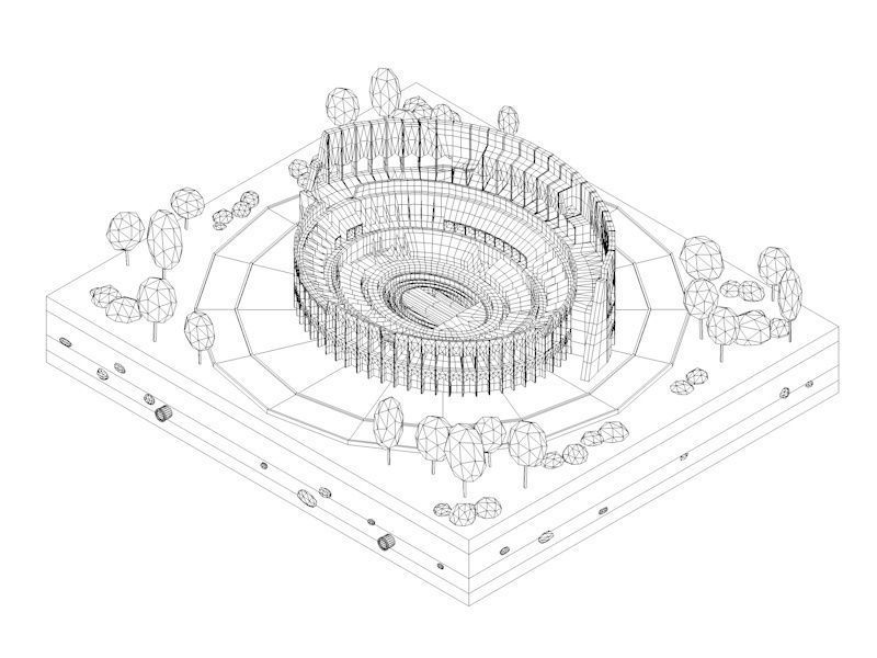 Cartoon Low Poly Rome Coloseum Landmark Low-poly 3D model_6
