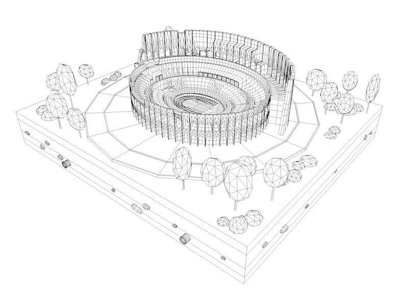 Cartoon Low Poly Rome Coloseum Landmark Low-poly 3D model_7