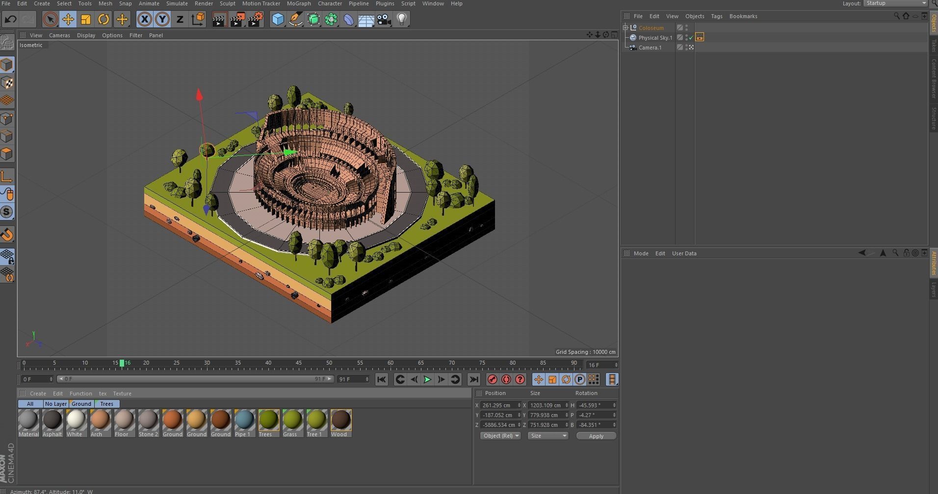 Cartoon Low Poly Rome Coloseum Landmark Low-poly 3D model_9