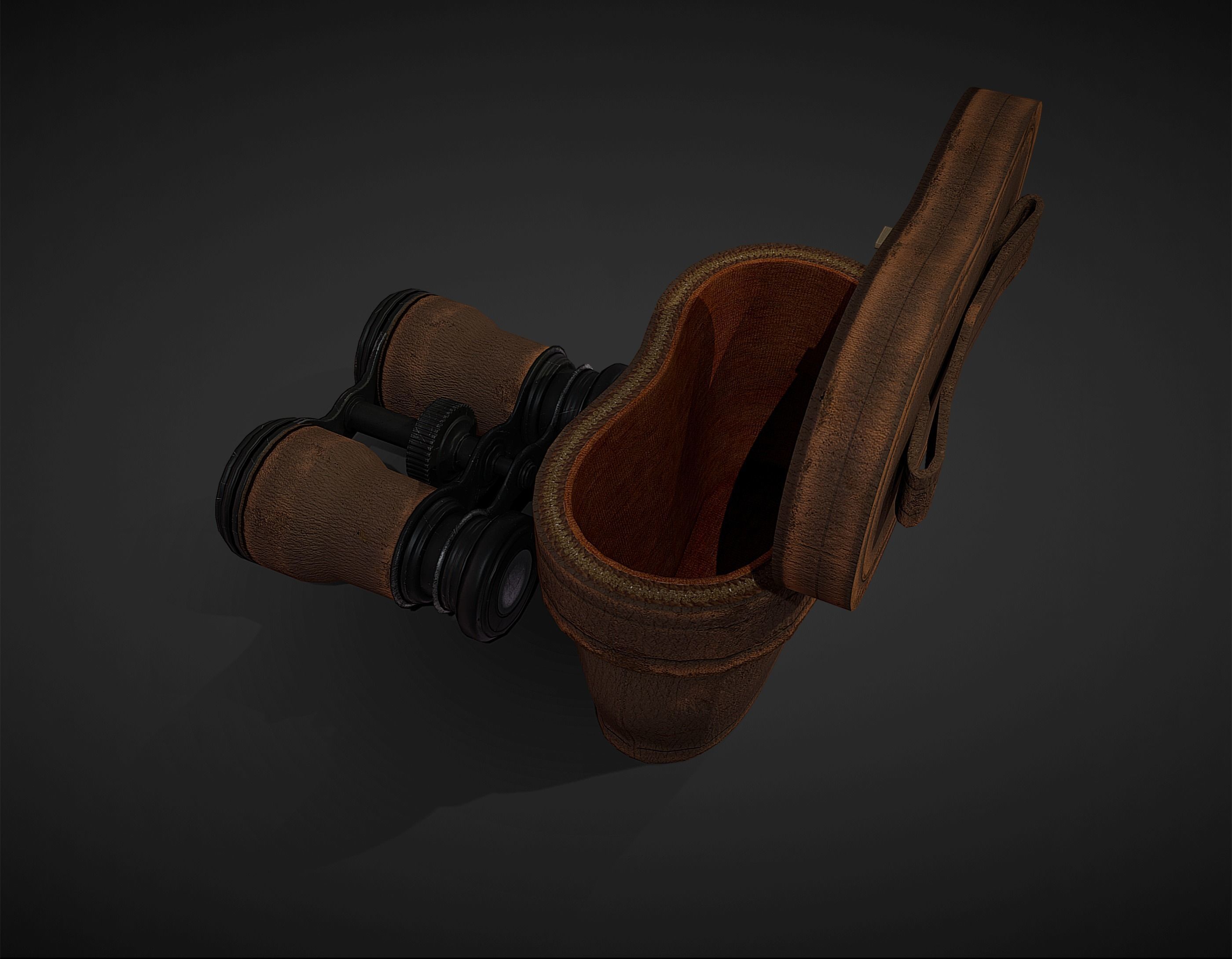 Antique Binoculars with Case - Low Poly Low-poly 3D model_6