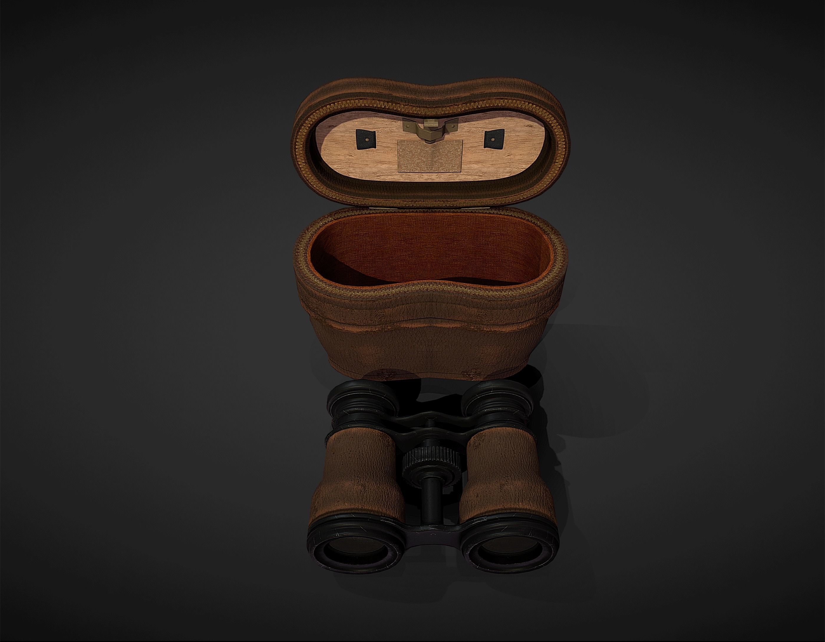 Antique Binoculars with Case - Low Poly Low-poly 3D model_3