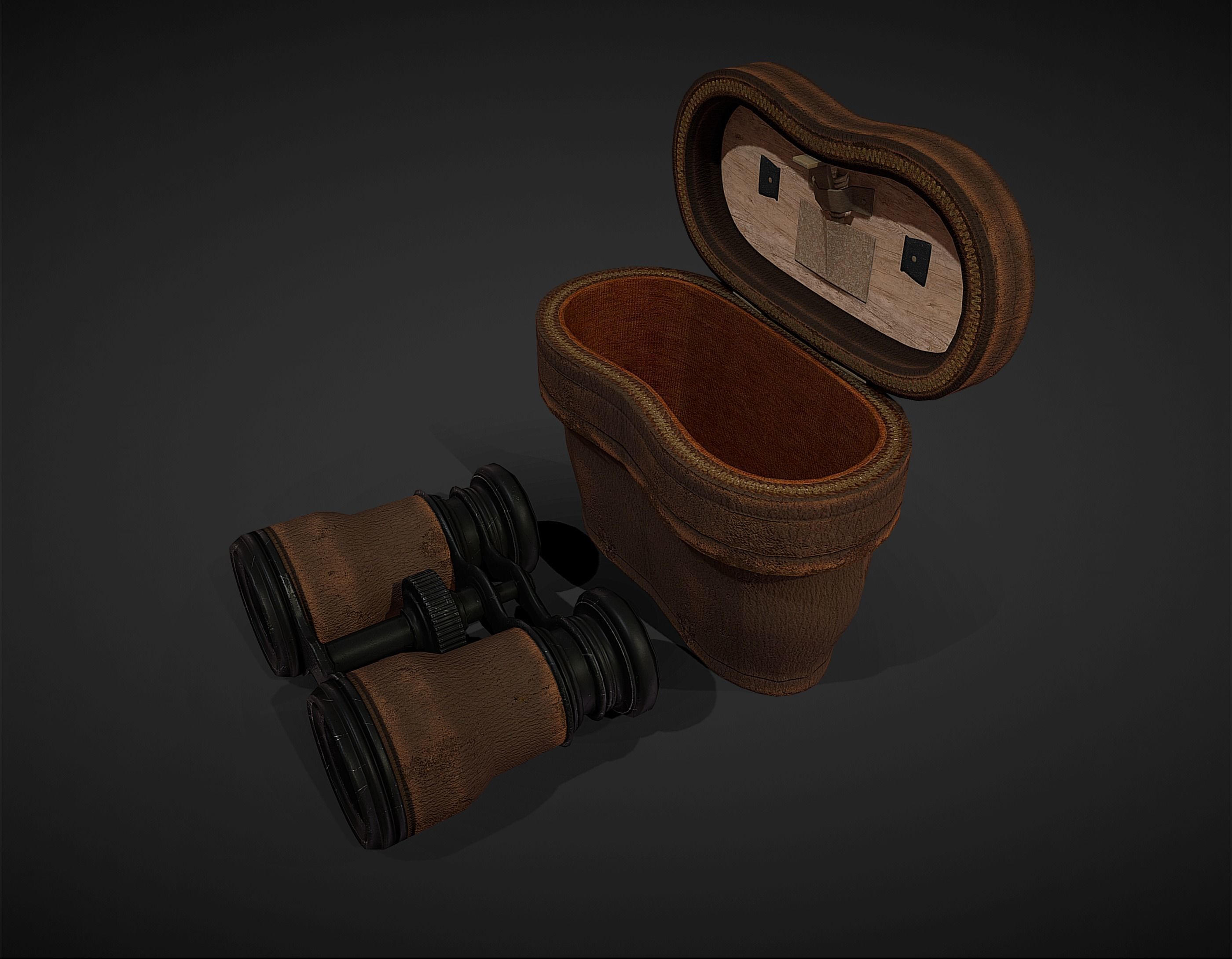 Antique Binoculars with Case - Low Poly Low-poly 3D model_5