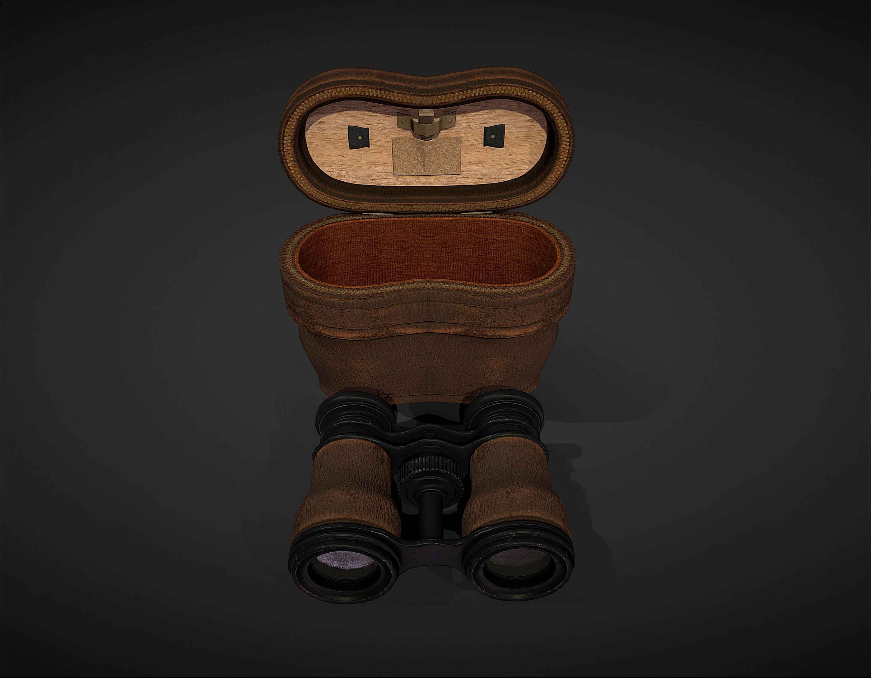 Antique Binoculars with Case - Low Poly Low-poly 3D model_10