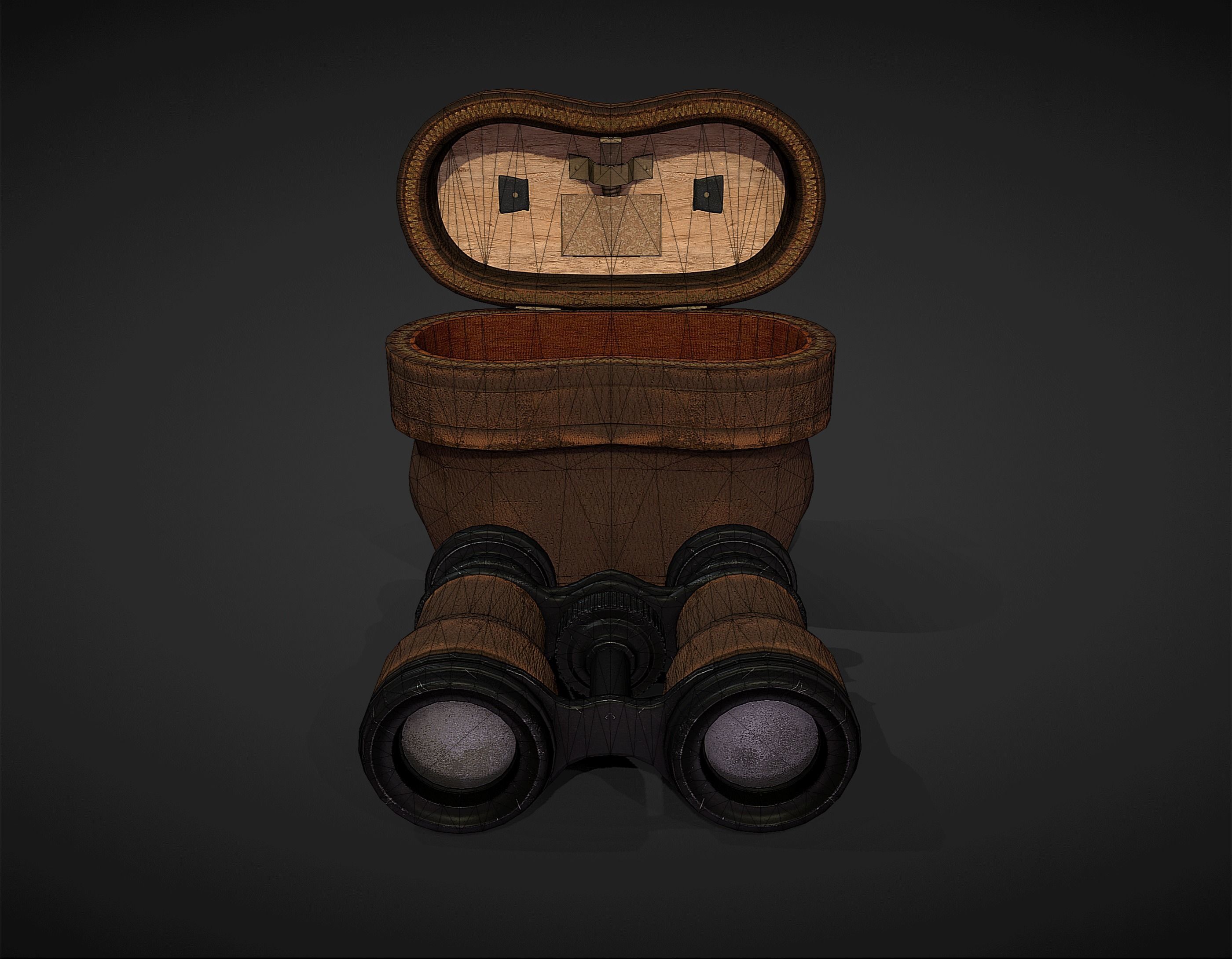 Antique Binoculars with Case - Low Poly Low-poly 3D model_2