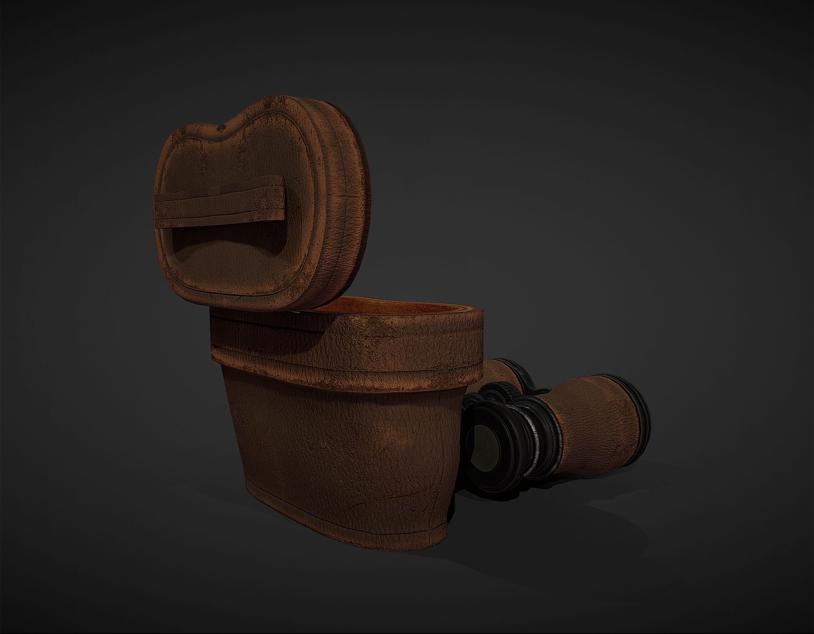 Antique Binoculars with Case - Low Poly Low-poly 3D model_8