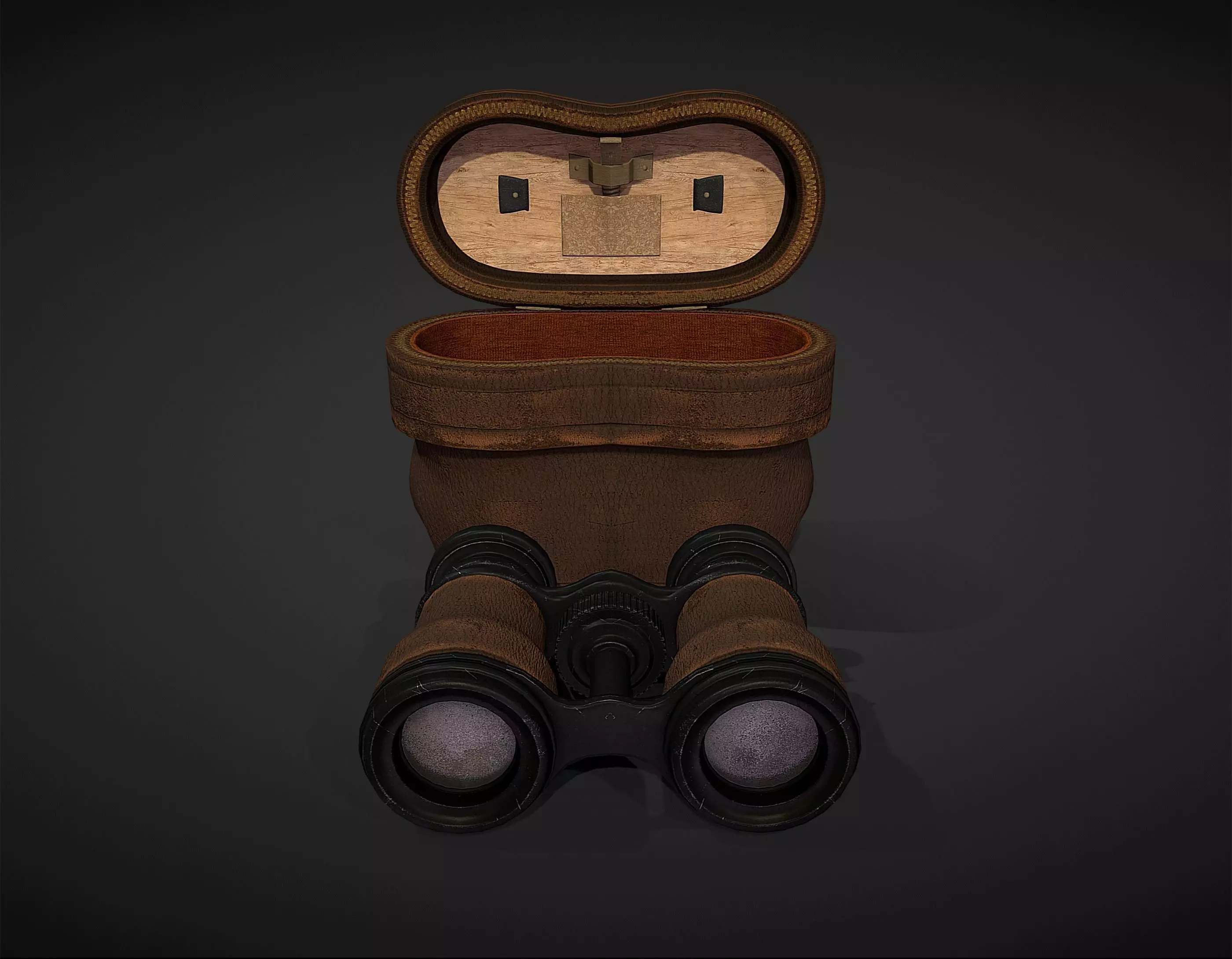 Antique Binoculars with Case - Low Poly Low-poly 3D model_0