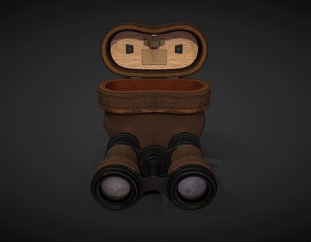 Antique Binoculars with Case - Low Poly Low-poly 3D model
