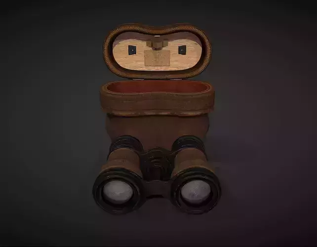 Antique Binoculars with Case - Low Poly Low-poly 3D model